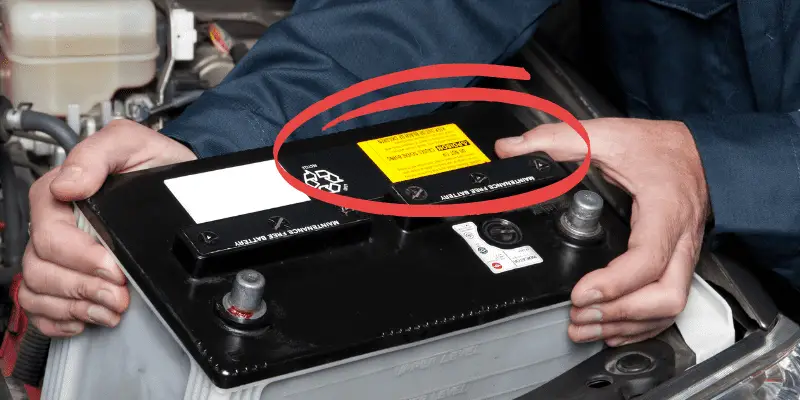 Car battery codes on label