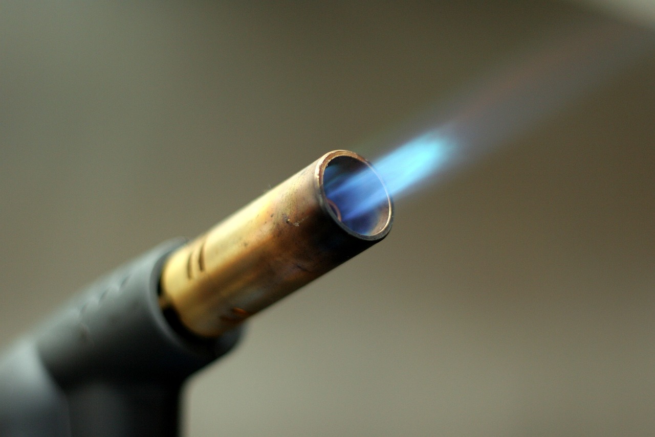 close up of a blow torch flame